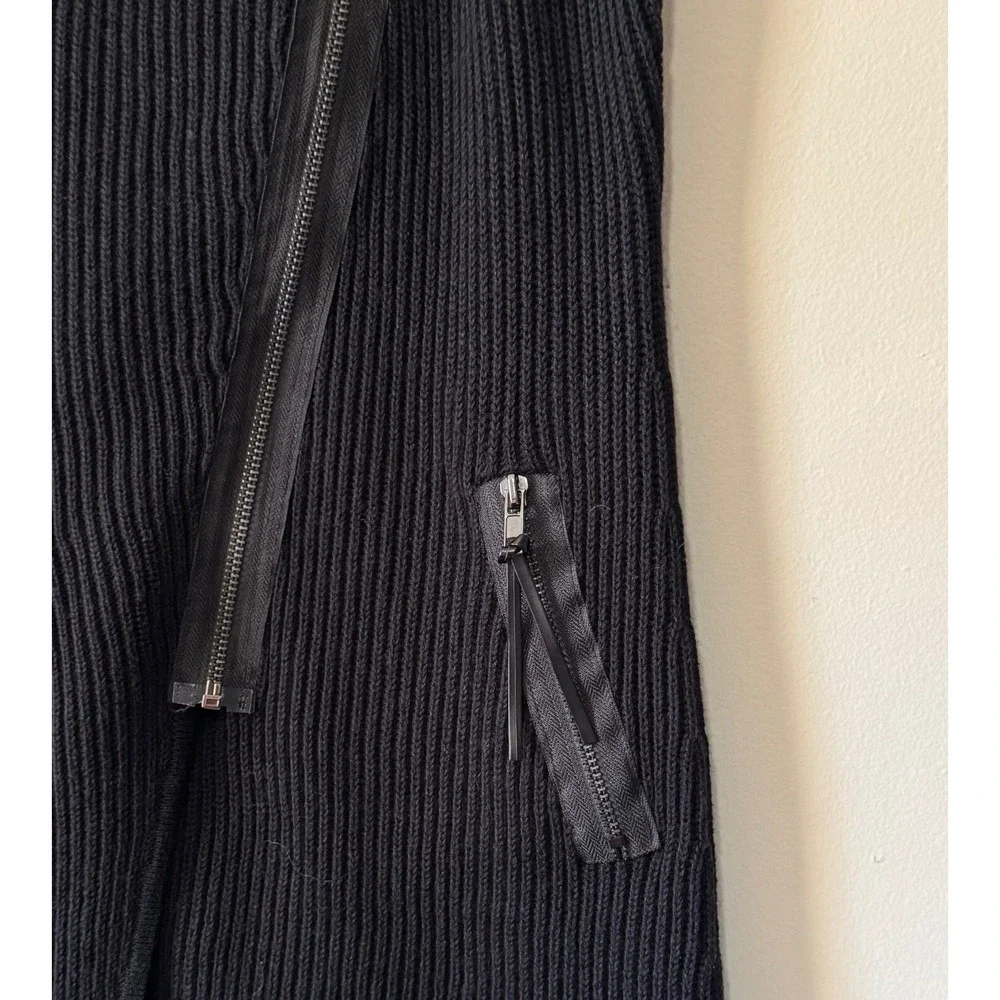 Curio New York Black Asymmetrical Zip Sleeveless Sweater Vest Faux Leather Sz S - Picture 3 of 12